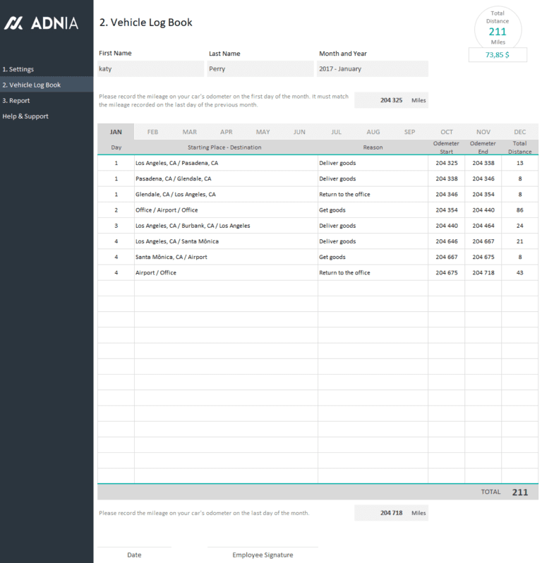 Mileage Tracker Template Adnia Solutions