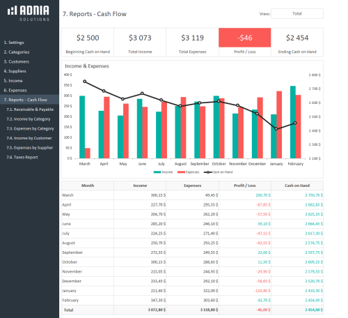 Business Finance Management Template | Adnia Solutions