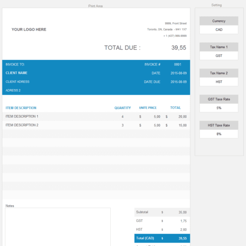 offshore excel invoice template