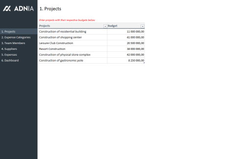 Simple Project Expense Tracking Template 2.0 - Settings