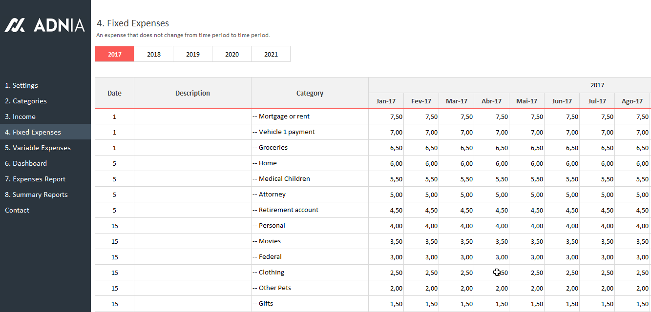 excel templates for home budget