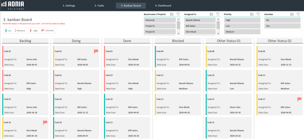 Automated Kanban Excel Template 3.0 - Kanban Board