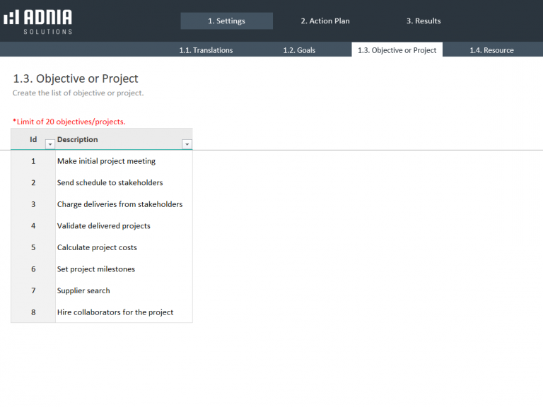 Adnia Action Plan Template Excel | Adnia Solutions | Excel Templates