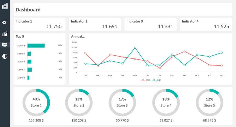Excel Dashboard Layout Duo Theme 01 - Light