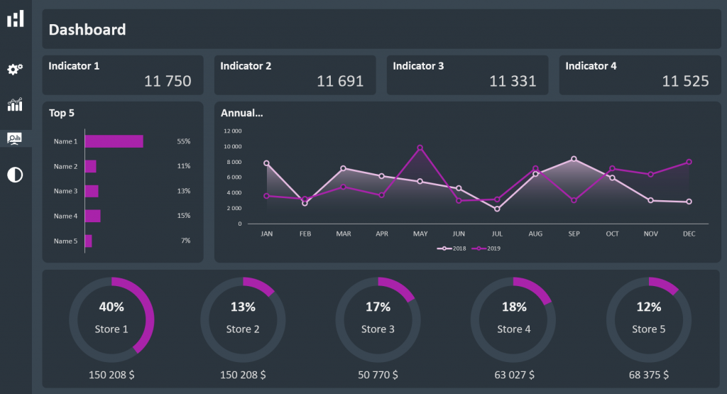 Excel Dashboard Layout Duo Theme 01 - Dark