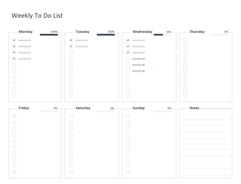 Free Weekly To Do List Template Excel | Adnia Excel Templates