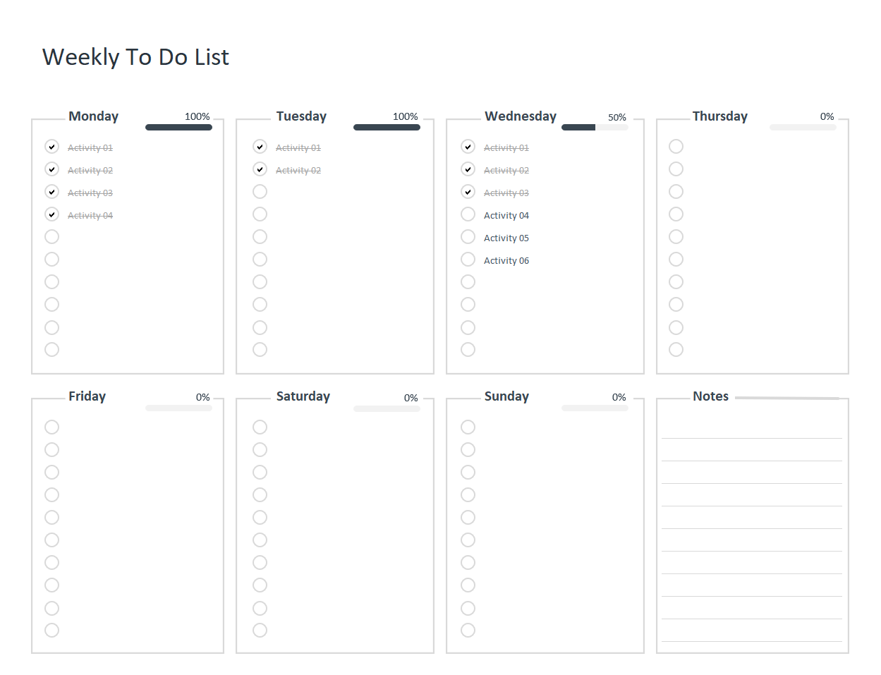 excel templates checklist
