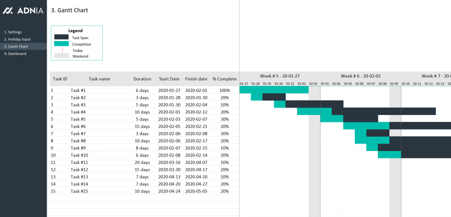 Demo - Gantt Chart Excel Template