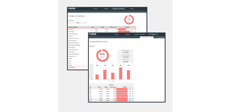 Demo - Yearly Budget vs Actual Expenses Template